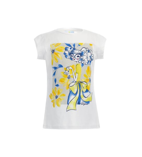 T-SHIRT WITH RHINESTONE AND GLITTER