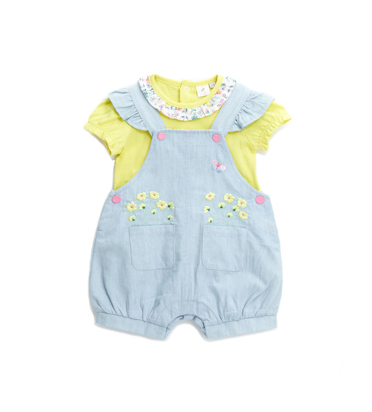 DENIM T-SHIRT AND OVERALL SET