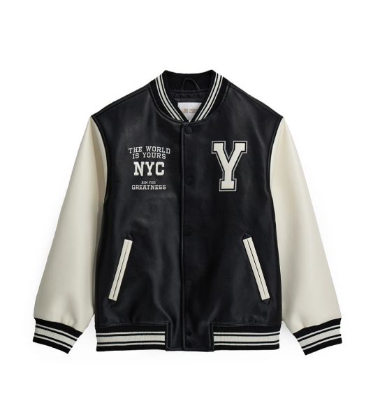 FAUX LEATHER BOMBER
