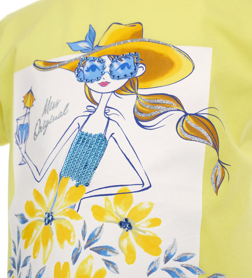 Girl - T-shirt with rhinestones and glitter