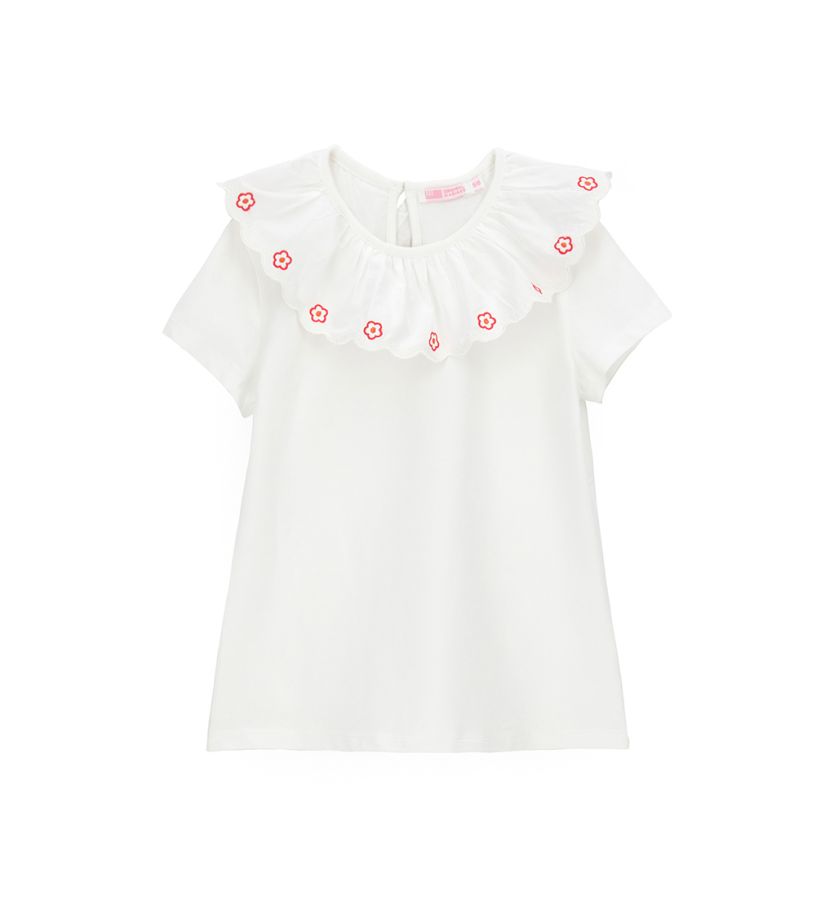 Girl - Embroidered neck T-shirt
