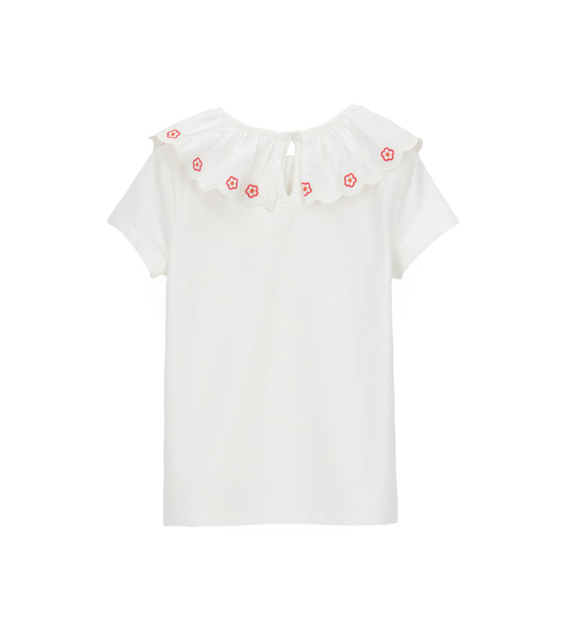 Girl - Embroidered neck T-shirt