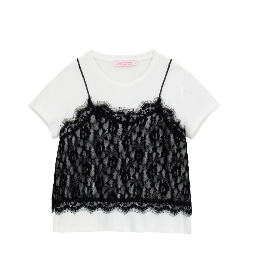Bambina - T-shirt con pizzo