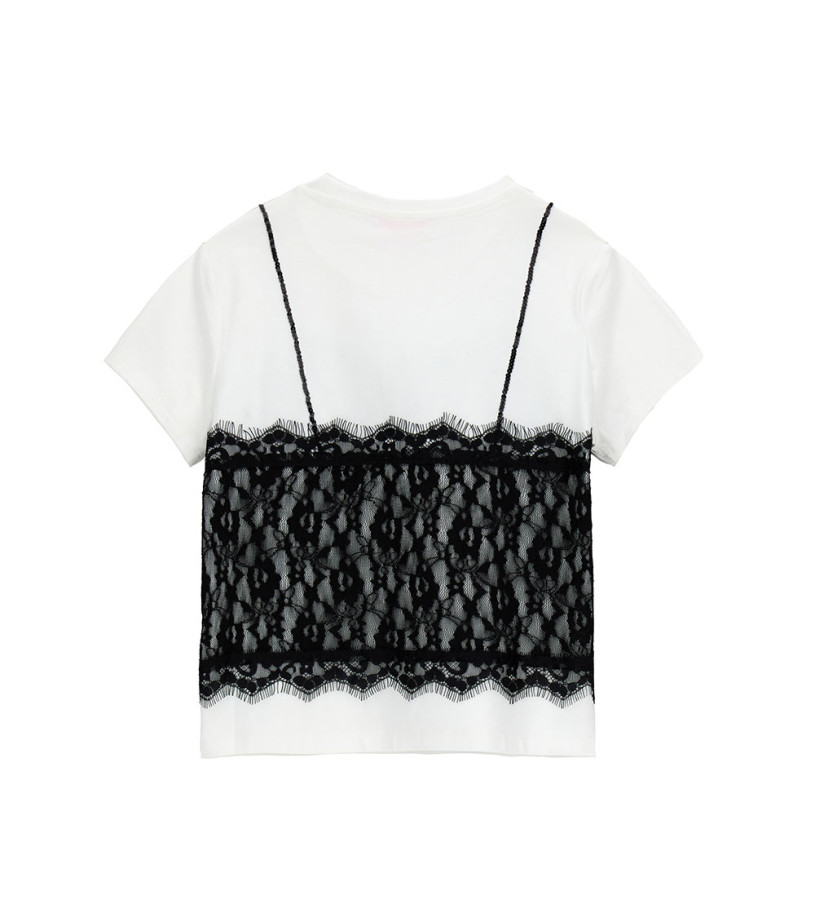 Bambina - T-shirt con pizzo
