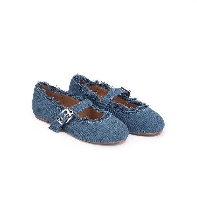 Bambina - Ballerina con tessuto jeans