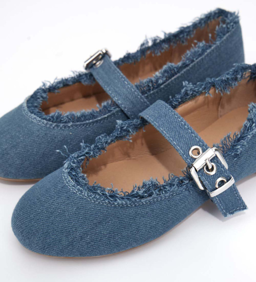 Bambina - Ballerina con tessuto jeans