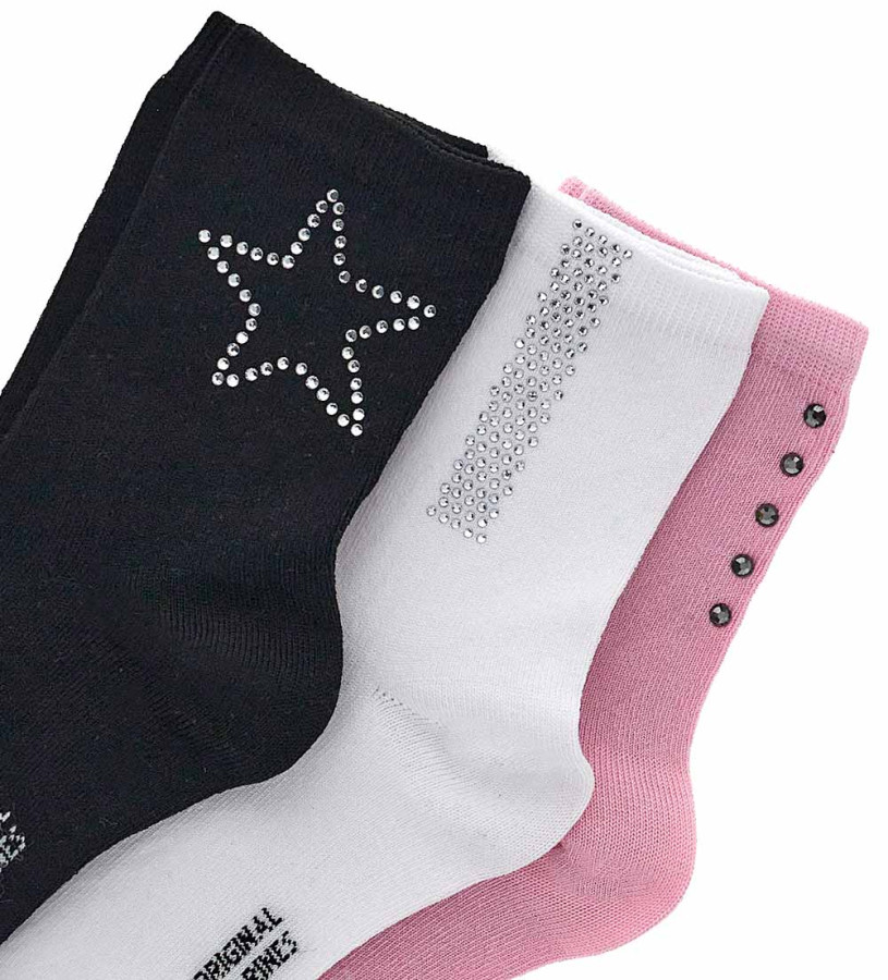 Girl - Tri-pack of rhinestone socks
